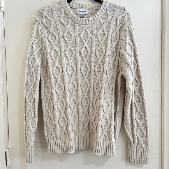 Cream Fisherman Men Cable Knit Chunky Textured Coastal Sweater Size XL Grandpa. - Picture 1 of 7
